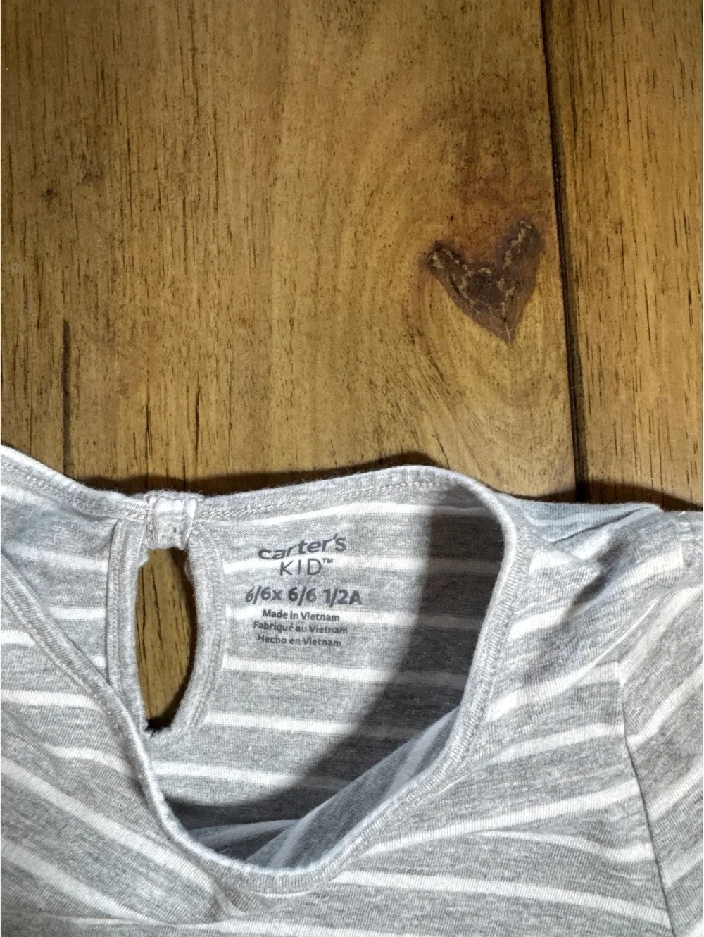 Carter’s Kids Girls Gray & White Striped Butterfly Pocket Dress 6/6X